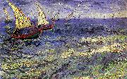 Vincent Van Gogh Boats at Sea, Saintes-Maries-de-la-Mer France oil painting artist